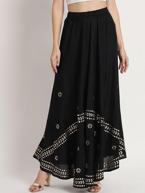women mirror work mid rise flared maxi skirt - 21966868 -  Standard Image - 0