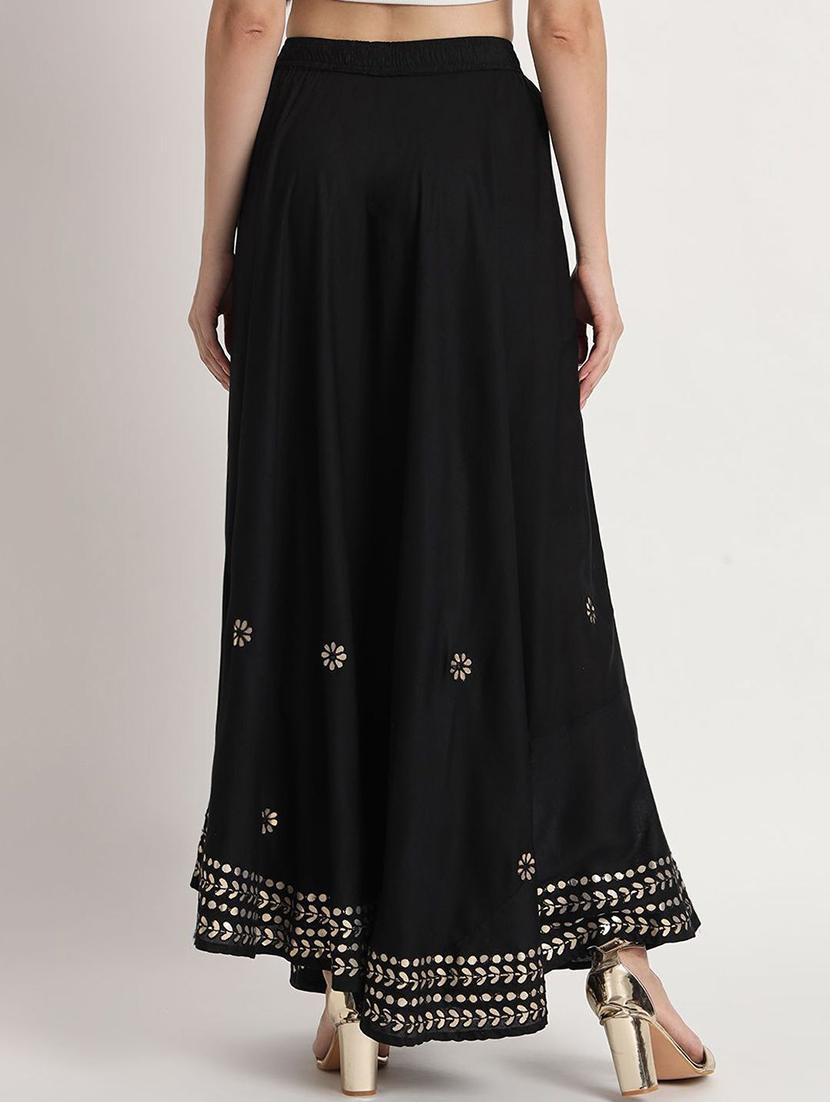 women mirror work mid rise flared maxi skirt - 21966868 - Standard Image - 3