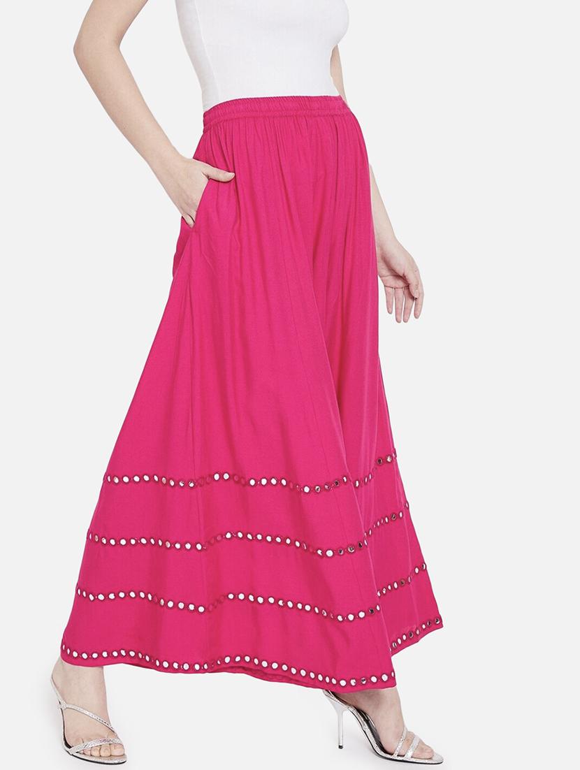 women mirror work mid rise flared maxi skirt - 21966871 - Zoom Image - 0