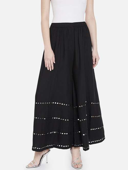 women mirror work mid rise flared maxi skirt - 21966883 -  Standard Image - 0