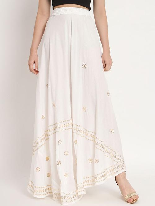 women mirror work mid rise flared maxi skirt - 21966884 -  Standard Image - 0