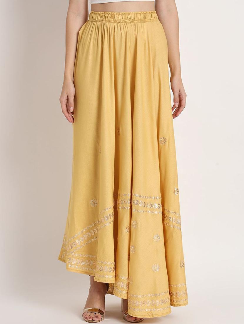 women mirror work mid rise flared maxi skirt - 21966887 -  Zoom Image - 0
