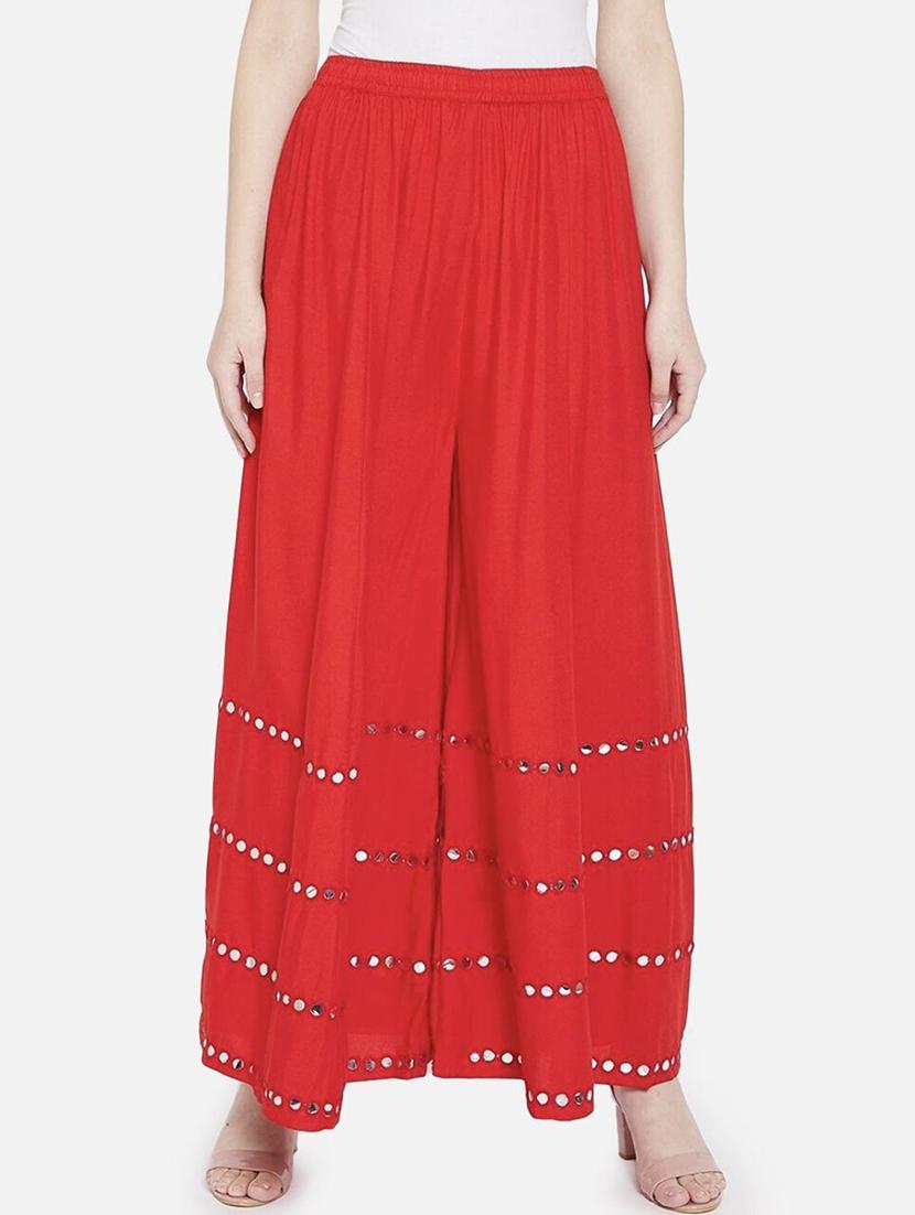 women mirror work mid rise flared maxi skirt - 21966895 -  Zoom Image - 0
