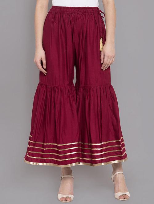 women solid with work mid rise gotta work sharara - 21966914 - Standard Image - 0