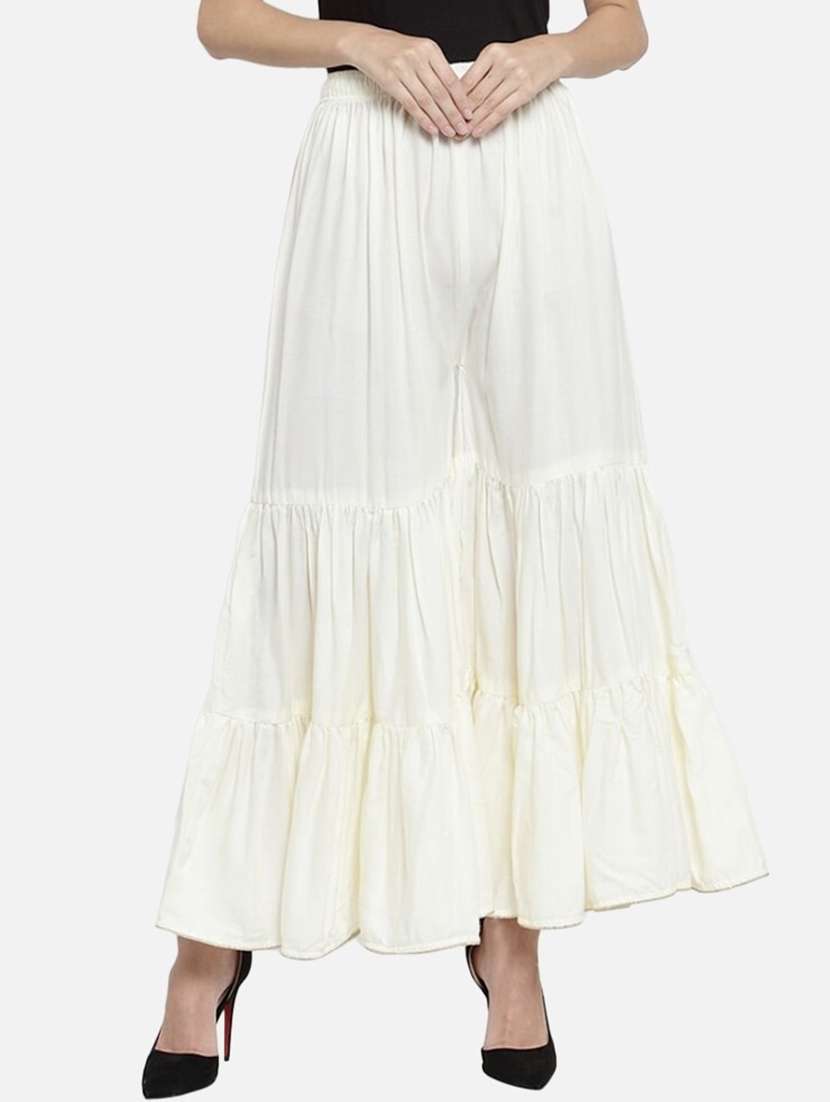 women solid mid rise sharara