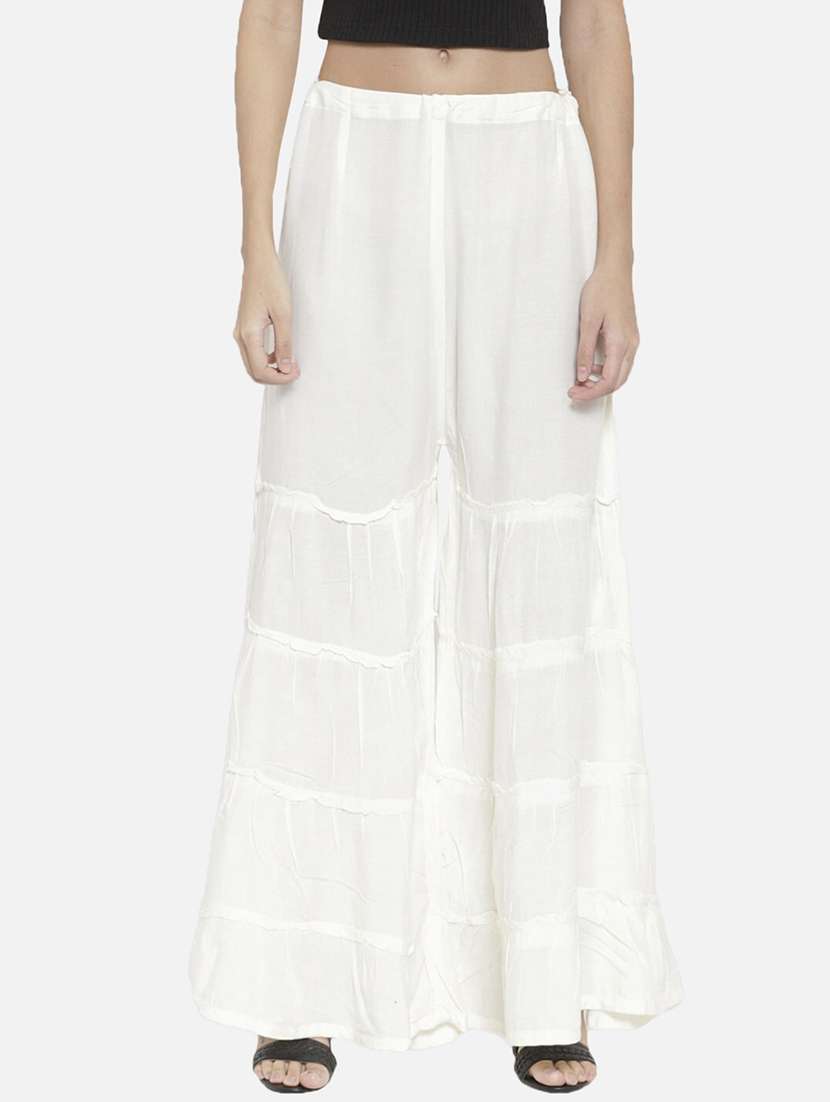 women solid mid rise sharara