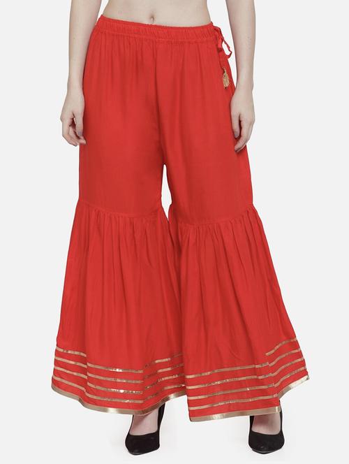 women solid with work mid rise gotta work sharara - 21966923 - Standard Image - 0