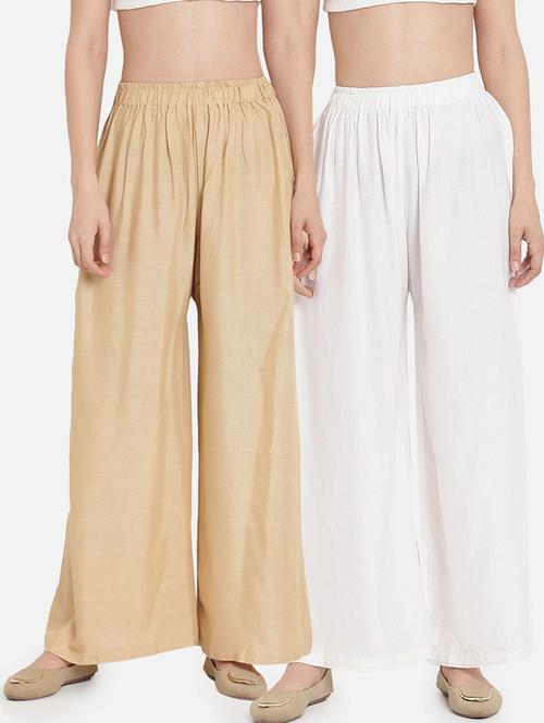 women pack of 2 solid flared palazzo - 21966945 -  Standard Image - 0