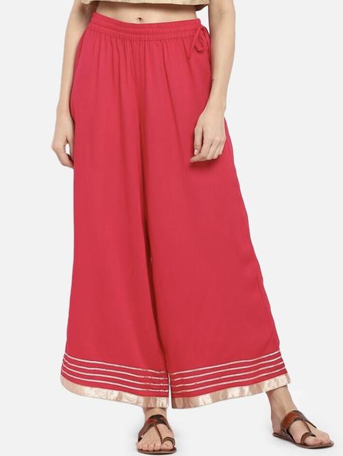 women printed mid rise flared palazzo - 21966959 -  Standard Image - 0