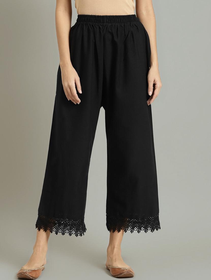 women printed mid rise straight palazzo