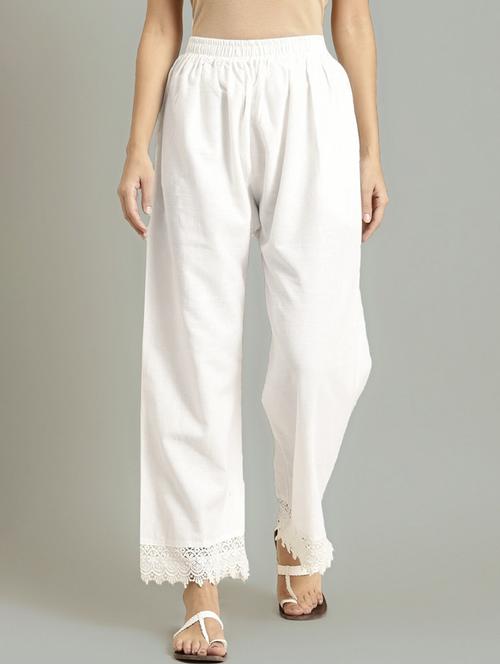 women solid high rise straight palazzo - 21966962 -  Standard Image - 0