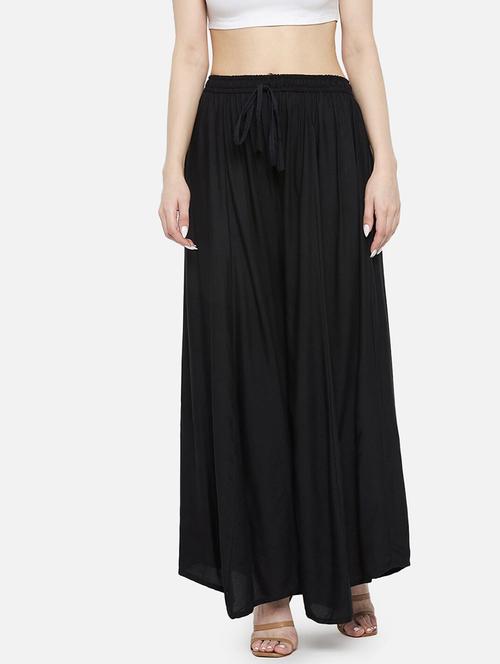 women solid high rise flared palazzo - 21966963 -  Standard Image - 0