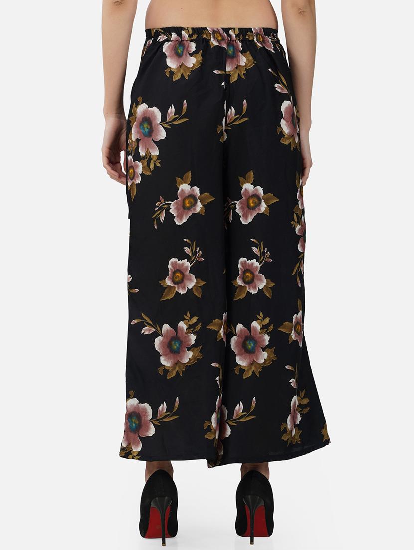 women floral print mid rise flared palazzo - 21966969 - Standard Image - 3
