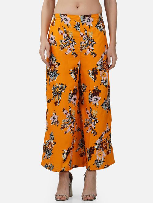 women floral print mid rise flared palazzo - 21966973 - Standard Image - 0