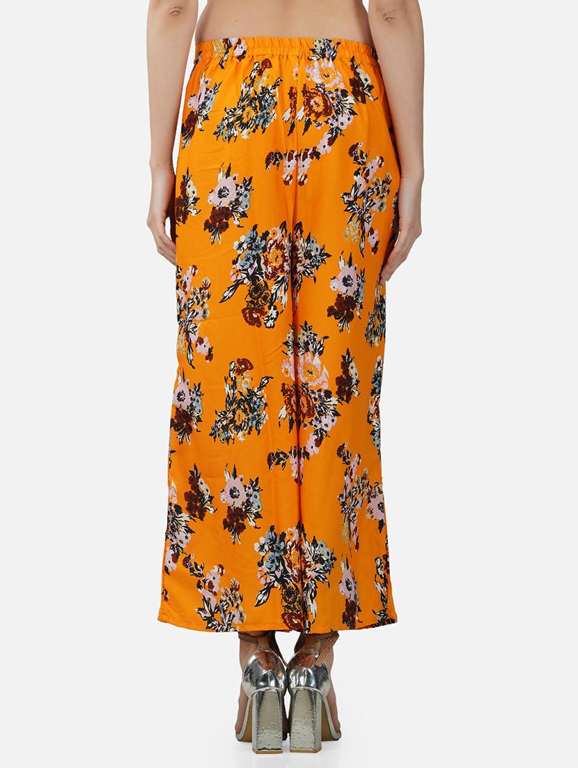women floral print mid rise flared palazzo - 21966973 - Standard Image - 3