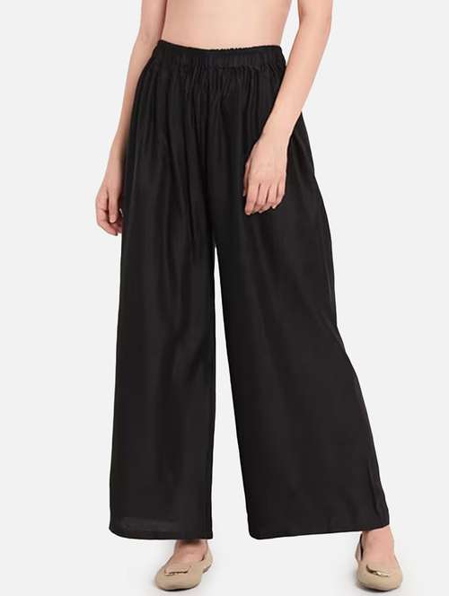 women solid mid rise flared palazzo - 21966980 -  Standard Image - 0