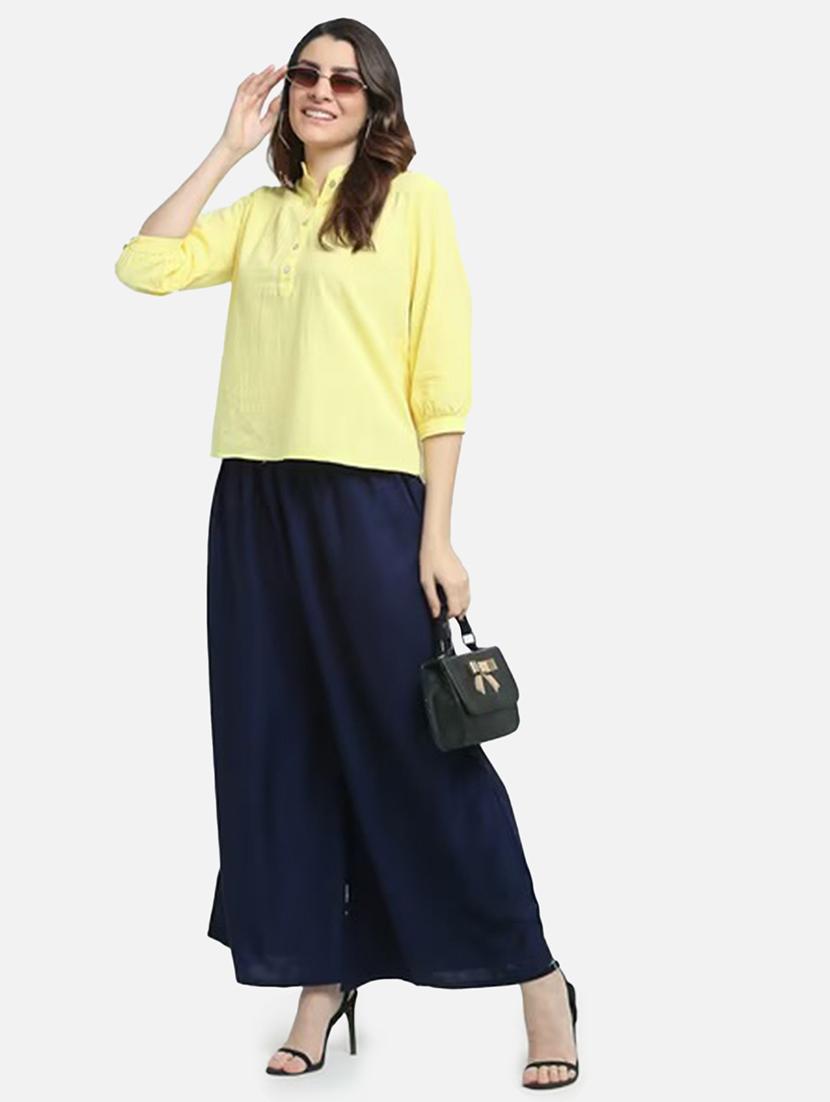 women solid high rise flared palazzo - 21966982 - Standard Image - 3