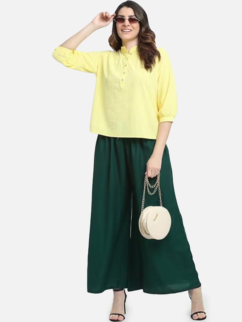 women solid high rise flared palazzo - 21966983 - Standard Image - 3