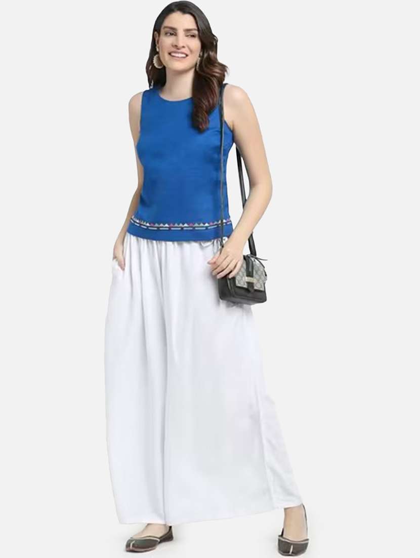 women solid high rise flared palazzo - 21966988 -  Standard Image - 3