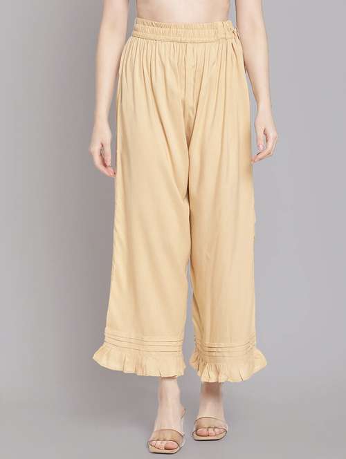 women solid high rise straight palazzo - 21966990 -  Standard Image - 0