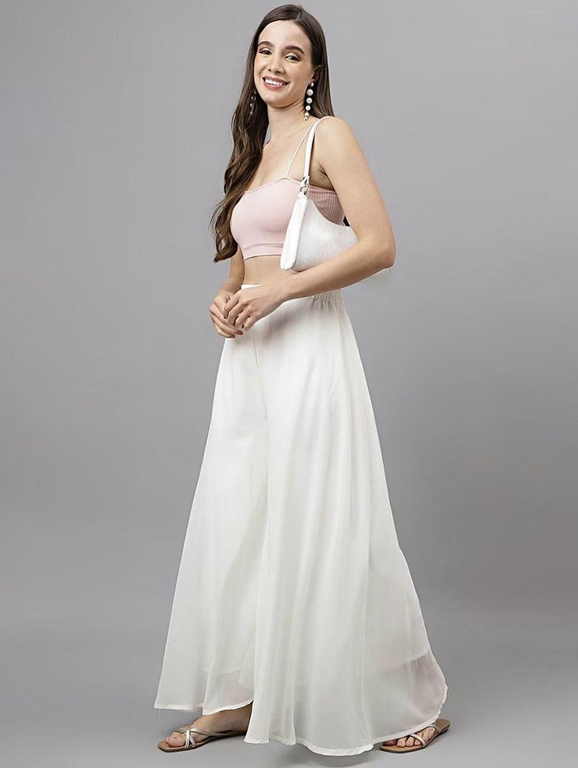 women solid mid irse flared palazzo - 21966994 -  Standard Image - 3