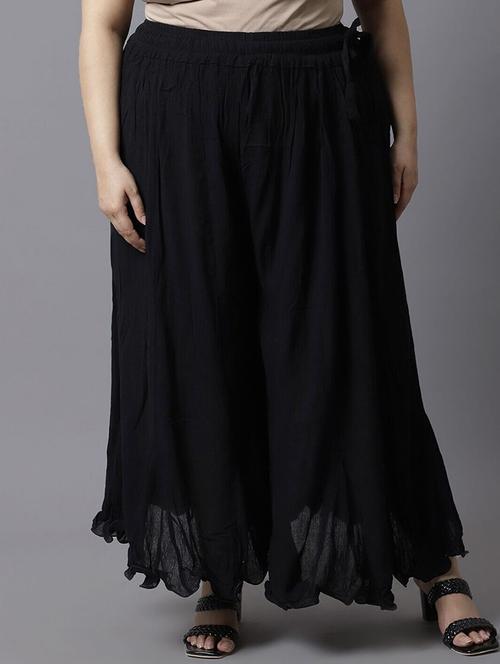 women plus size solid mid rise flared palazzo - 21966997 -  Standard Image - 0