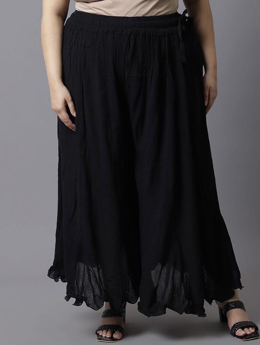 women plus size solid mid rise flared palazzo - 21966997 -  Zoom Image - 0