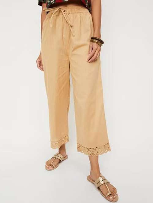 women solid high rise flared palazzo - 21967001 -  Standard Image - 0