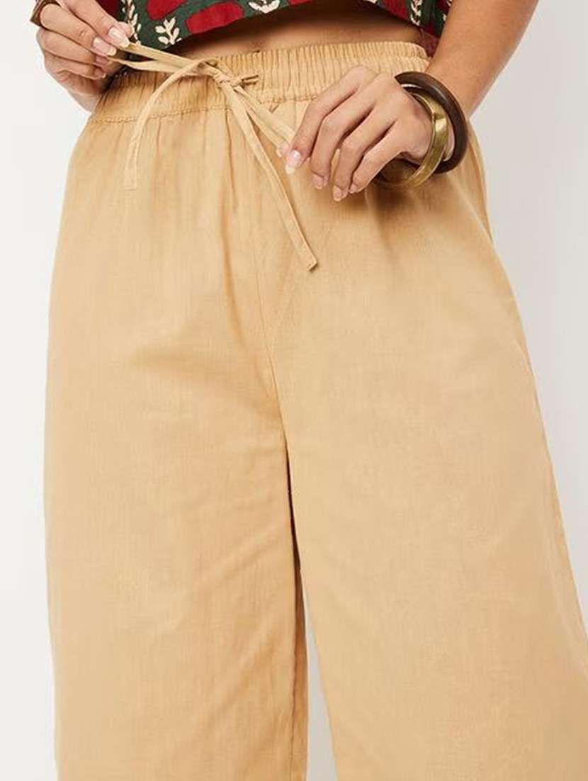 women solid high rise flared palazzo - 21967001 -  Standard Image - 3