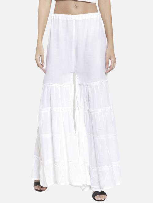 women white solid mid rise sharara