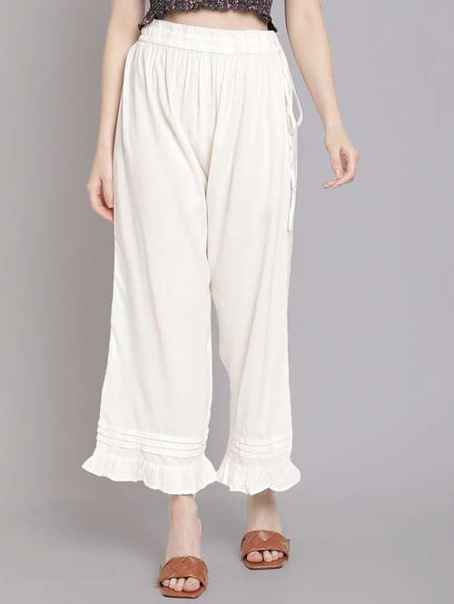 women solid high rise straight palazzo - 21967010 -  Standard Image - 0