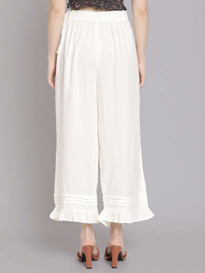 women solid high rise straight palazzo - 21967010 -  Standard Image - 3