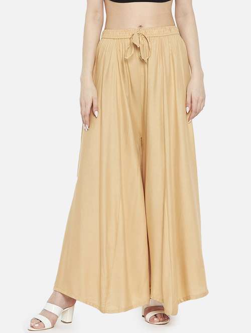 women solid mid rise flared palazzo - 21967013 -  Standard Image - 0