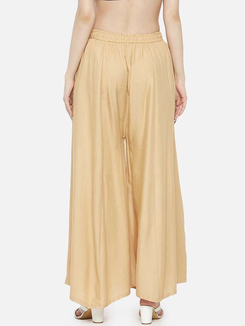 women solid mid rise flared palazzo - 21967013 -  Standard Image - 3