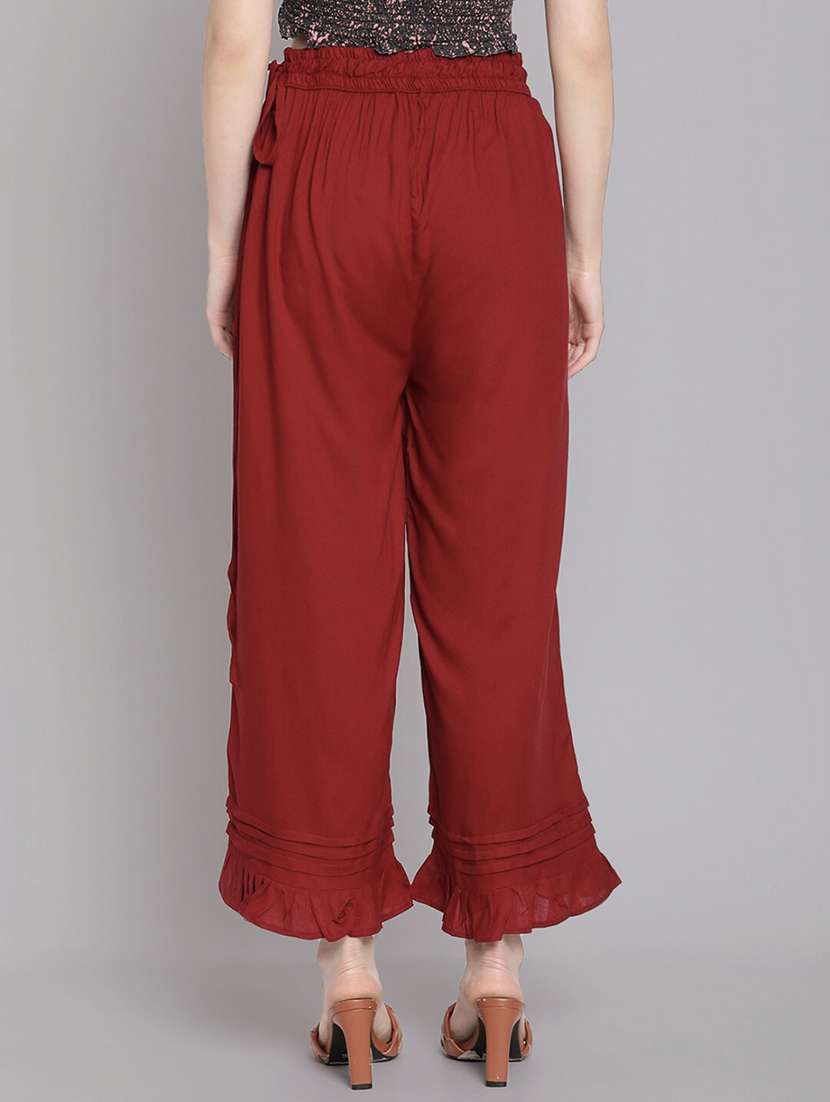 women solid mid rise straight palazzo - 21967014 - Standard Image - 3