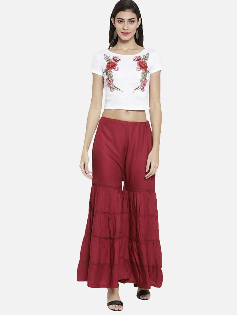 women solid mid rise sharara - 21967015 -  Standard Image - 3