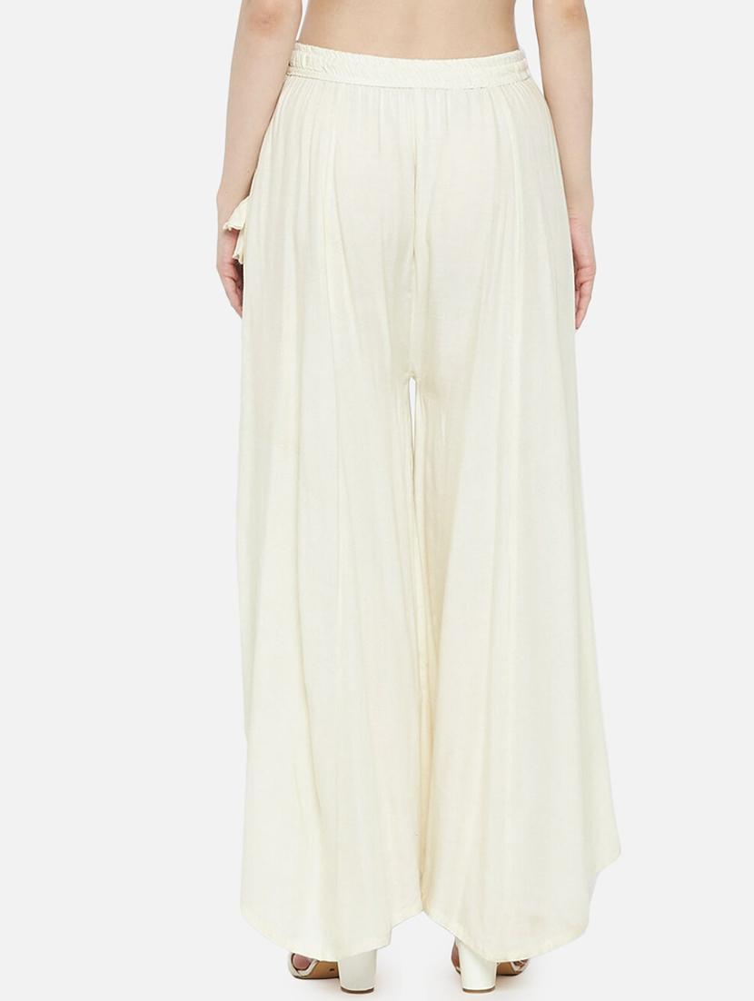 women solid mid rise flared palazzo - 21967018 - Standard Image - 3