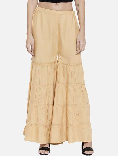 women cream solid mid rise sharara - 21967022 -  Standard Image - 0