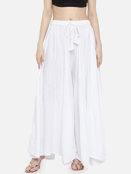 women solid mid rise flatred palazzo - 21967028 - Standard Image - 0