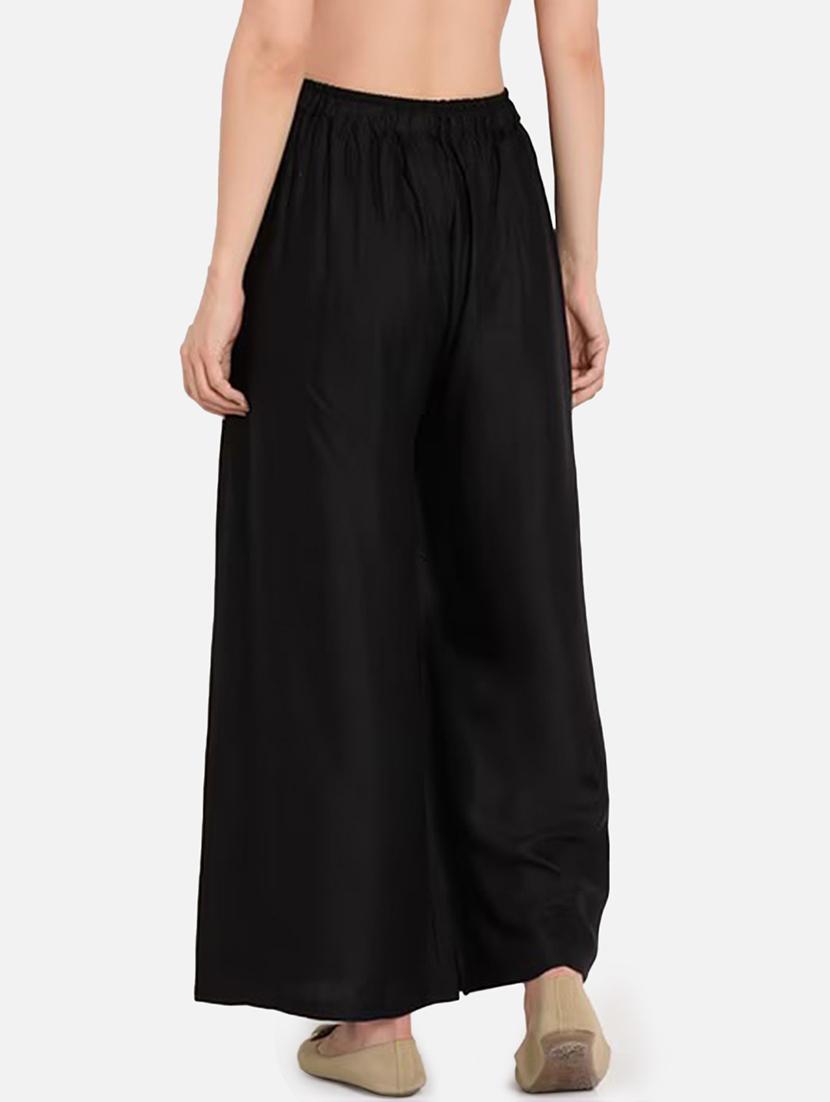 women solid mid rise flared palazzo - 21967029 - Standard Image - 3