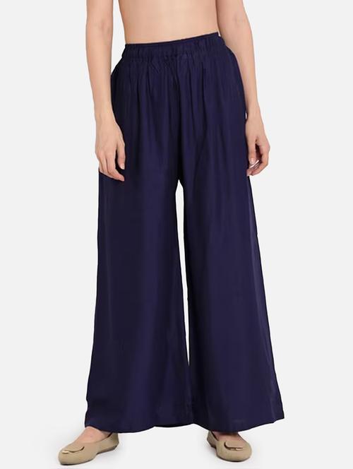 women solid high rise flared palazzo - 21967033 - Standard Image - 0