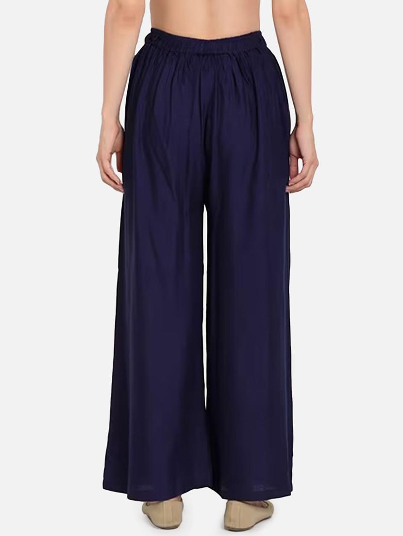 women solid high rise flared palazzo - 21967033 - Standard Image - 3