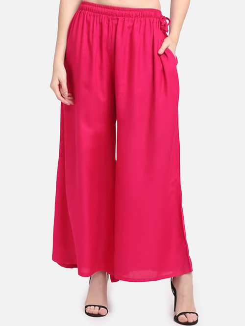 women solid mid rise flared palazzo - 21967035 -  Standard Image - 0