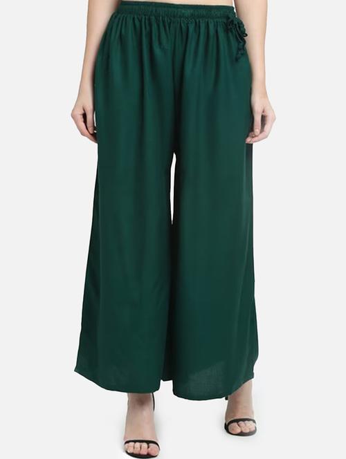 women solid mid rise flared palazzo - 21967036 -  Standard Image - 0