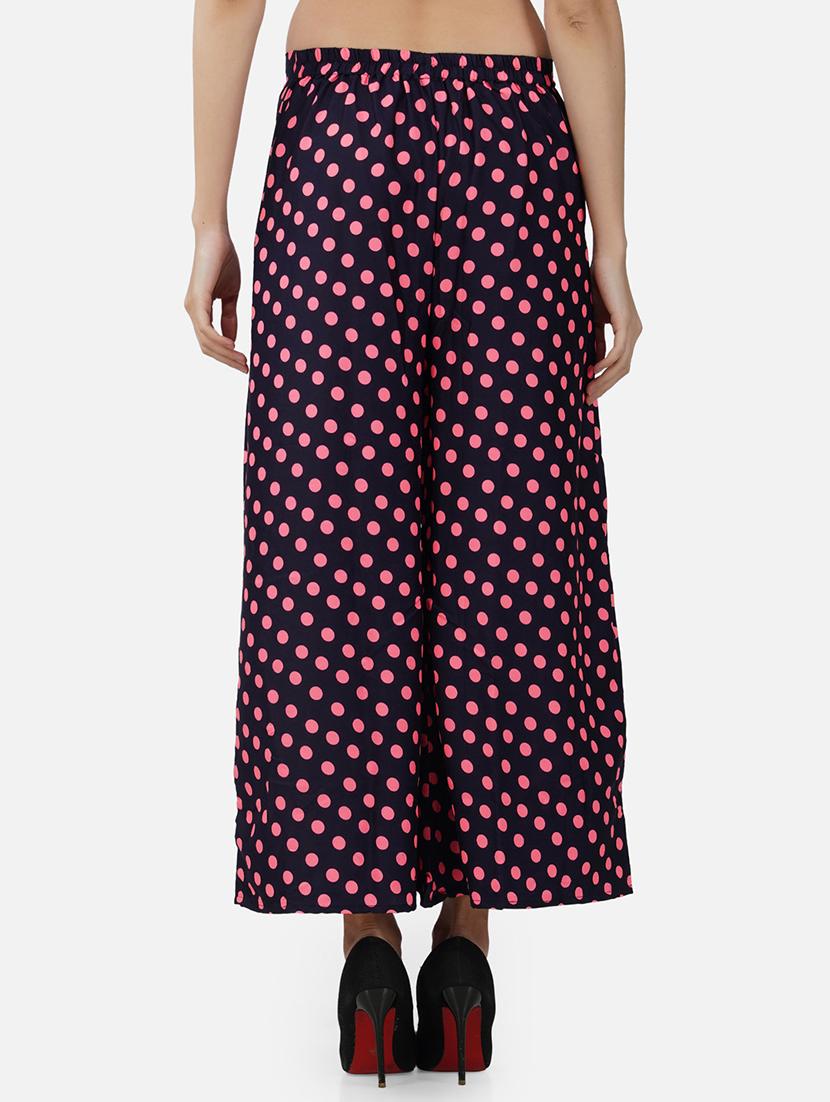 women polka doted mid rise straight palazzo - 21967038 - Standard Image - 3