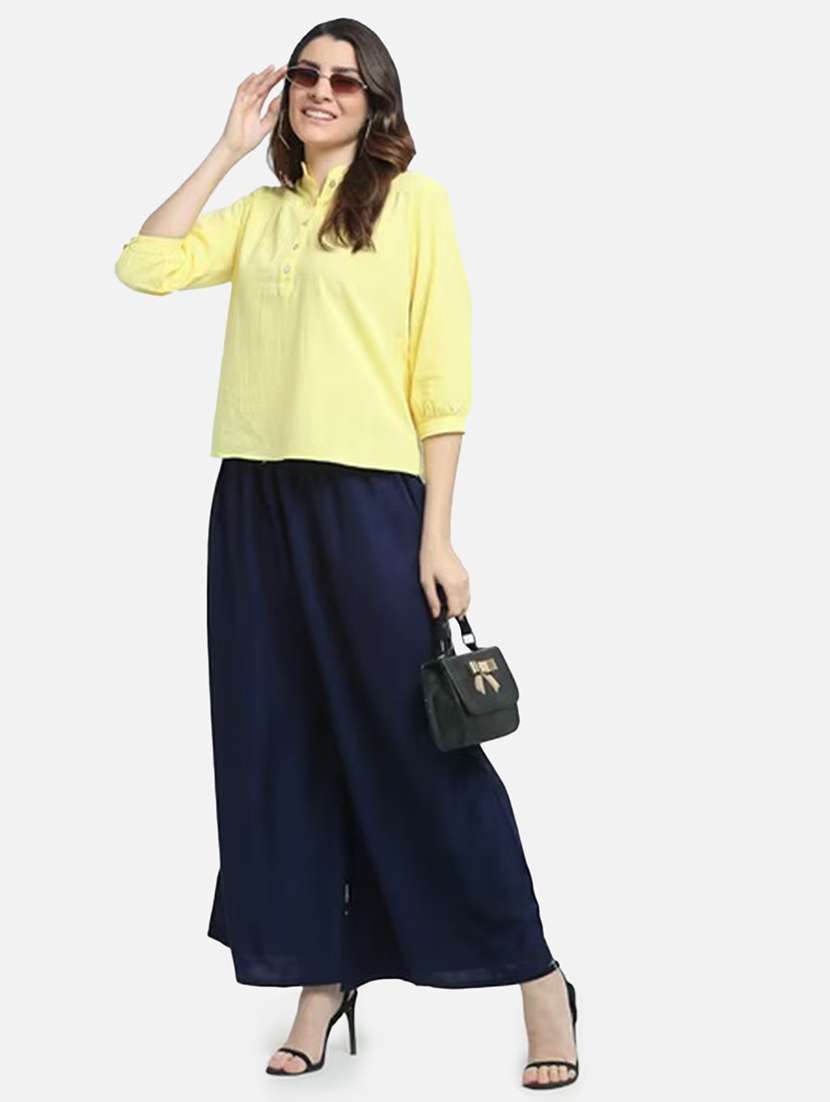 women solid mid rise flared palazzo - 21967040 -  Standard Image - 3