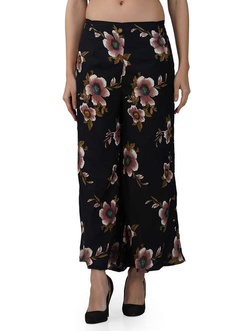 women floral printed mid rise flared palazzo