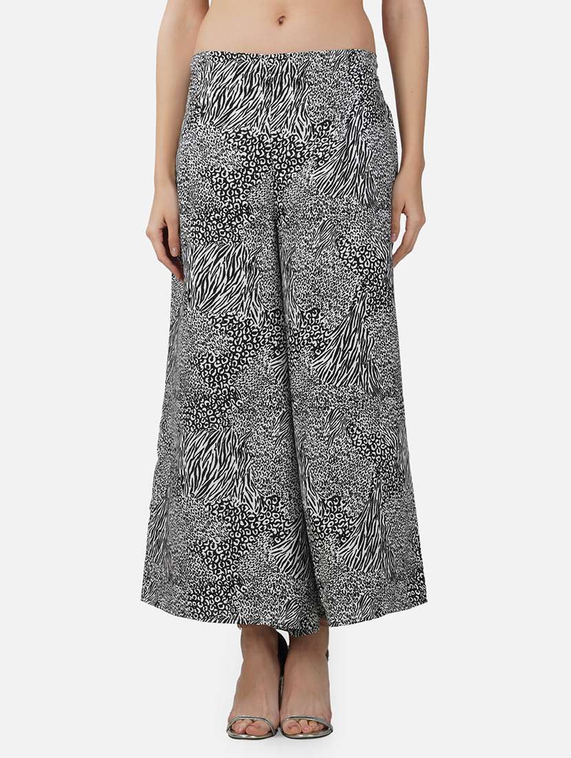 women floral printed mid rise flared palazzo