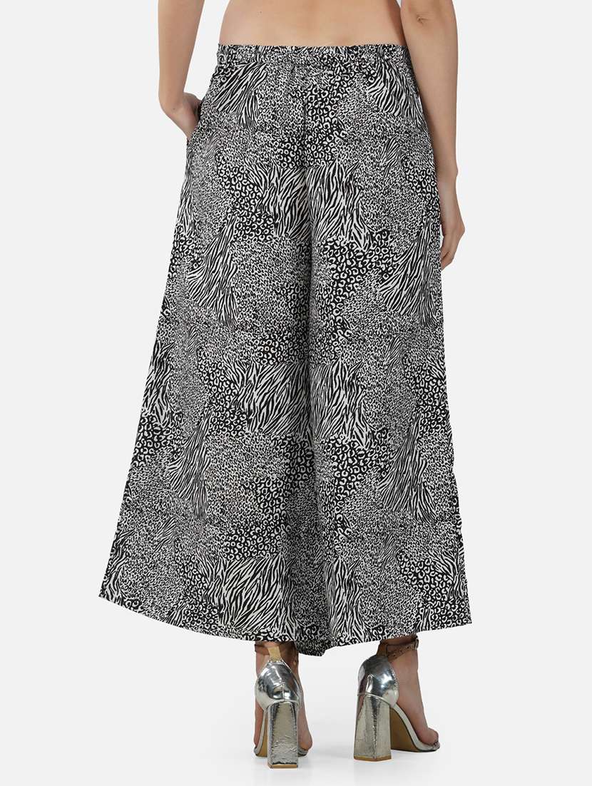 women floral printed mid rise flared palazzo - 21967043 -  Standard Image - 3