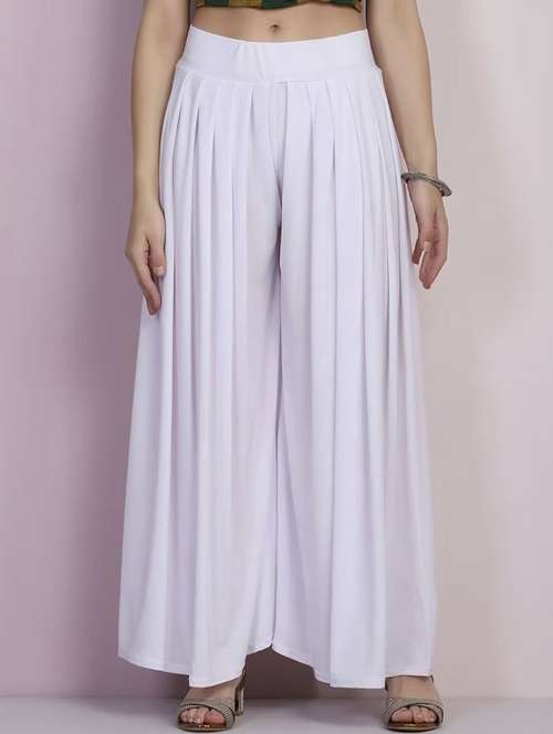 women solid mid rise flared palazzo - 21967047 -  Standard Image - 0